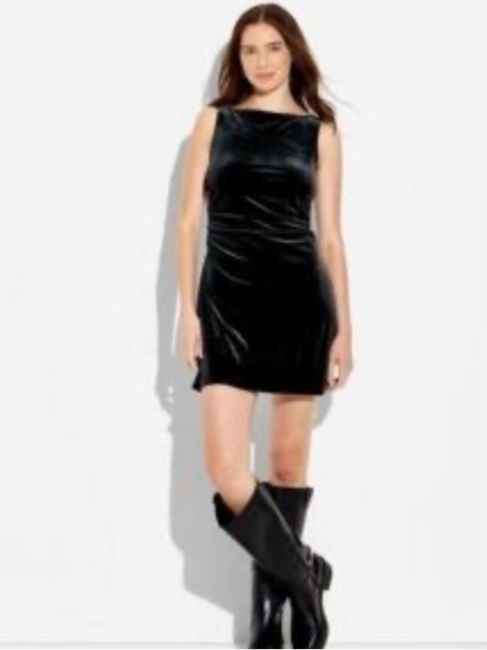 wild fable Black Velvet Sleeveless Mini Dress